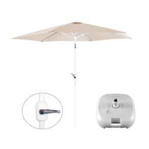 Kit Ombrelone Guarda Sol Aço Manivela 2,4 Metros Bege + Base Plástica Branca - Mor