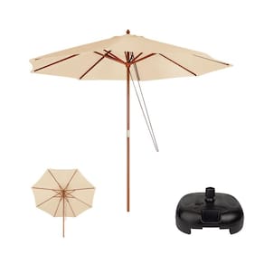 Kit Ombrelone Madeira 2,4 Metros Guarda Sol Sombreiro + Base Plástica Preta - Mor