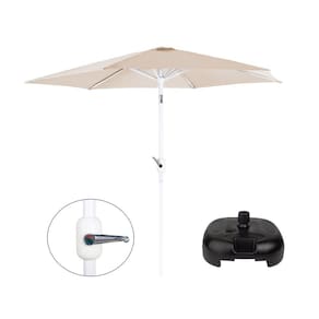 Kit Ombrelone Guarda Sol Aço Manivela 2,4 Metros Bege + Base Plástica Preta - Mor