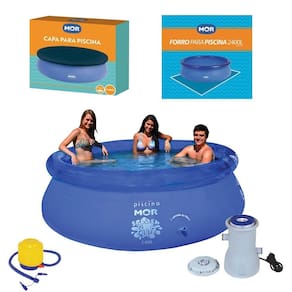 Kit Piscina Inflável Splash Fun 2400 L + Capa + Forro + Filtro + Inflador - Mor