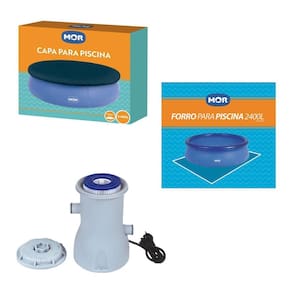 Kit Capa + Forro + Filtro 2.200 L/h Para Piscina Splash Fun 2400 Litros - Mor
