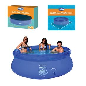 Kit Piscina Inflável Splash Fun 2400 Litros + Capa + Forro - Mor