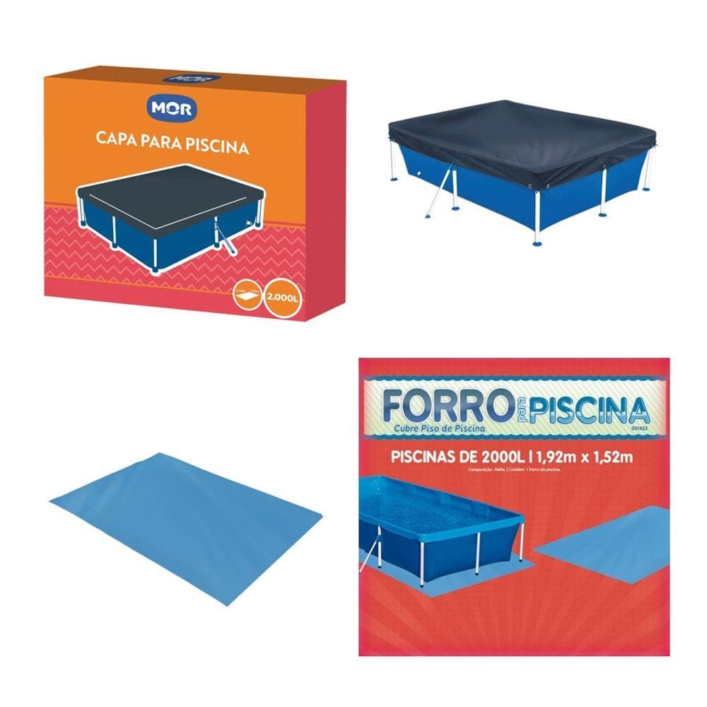 Kit Capa + Forro Para Piscina Infantil 2000 Litros - Mor