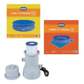 Kit Filtro 3600 L/h + Capa + Forro Para Piscina Splash Fun 6700 E 7800 Litros - Mor