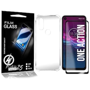 Película Vidro 3D + Capa Anti SHOCK Moto One Action XT2013 6.3 - Cell In Power25