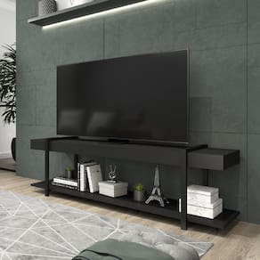 Rack para TV Habitat Preto e Tubos Pretos Carraro