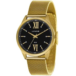 Relógio Feminino Lince LRGH161L P3KX Pulseira Mesh Dourado