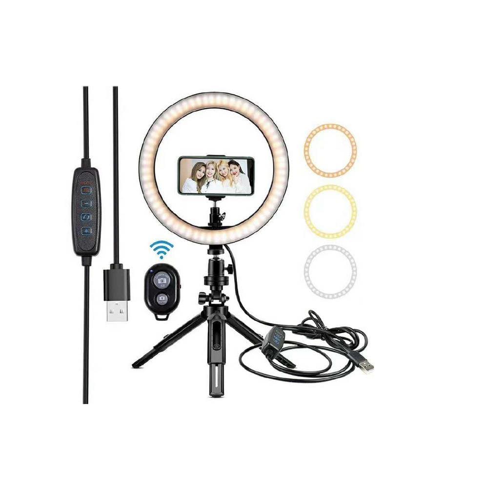LED Ring Light 10 polegadas com controle remoto e tripé de mesa modelo RL-010