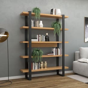 Estante Estilo Industrial Pradel Móveis Freijó/Preto Fosco