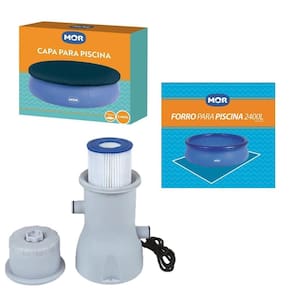 Kit Capa + Forro + Filtro 3.600 L/h Para Piscina Splash Fun 2400 Litros - Mor