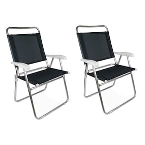Kit 2 Cadeiras Alumínio Praia Encosto Alto Até 120Kg Piscina Camping Master Plus - Mor