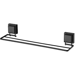 Suporte Porta Toalha Duplo Ventosa Toalheiro 45cm Parede Banheiro Preto Fosco - 8554PT Future