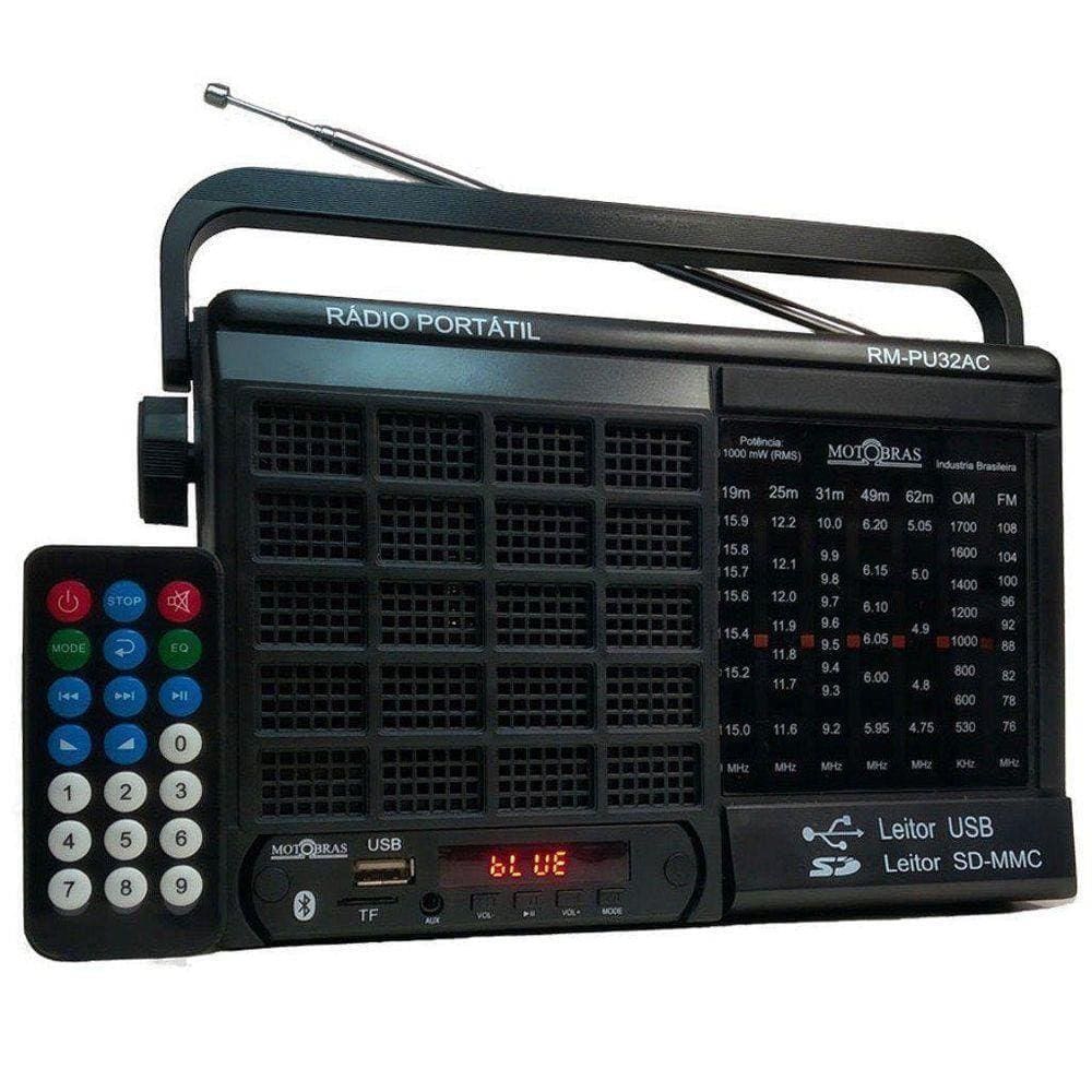 Rádio 7 Faixas / Bluetooth/ Cartão Micro Sd/ Usb E Controle