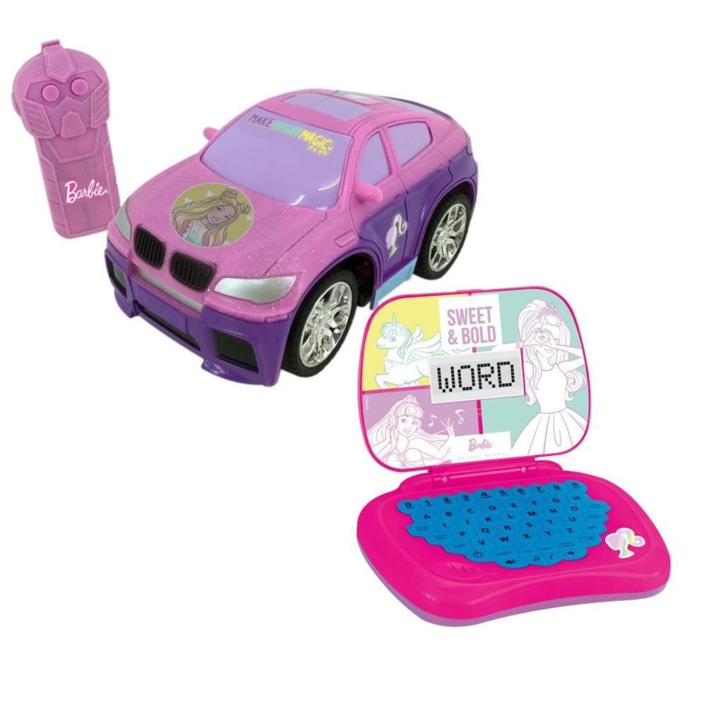 KIT Barbie - Veiculo Style Machine + Laptop Bilíngue