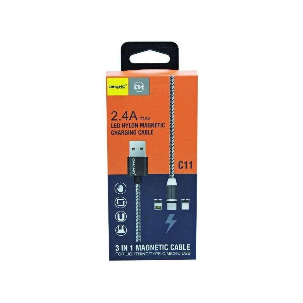 Carregador Cabo Magnético Tibo C Micro Usb 2.4A 3 Em 1