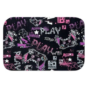 Tapete Para Quarto Estampado Game Win Pink 60cm x 40cm - Base Antiderrapante