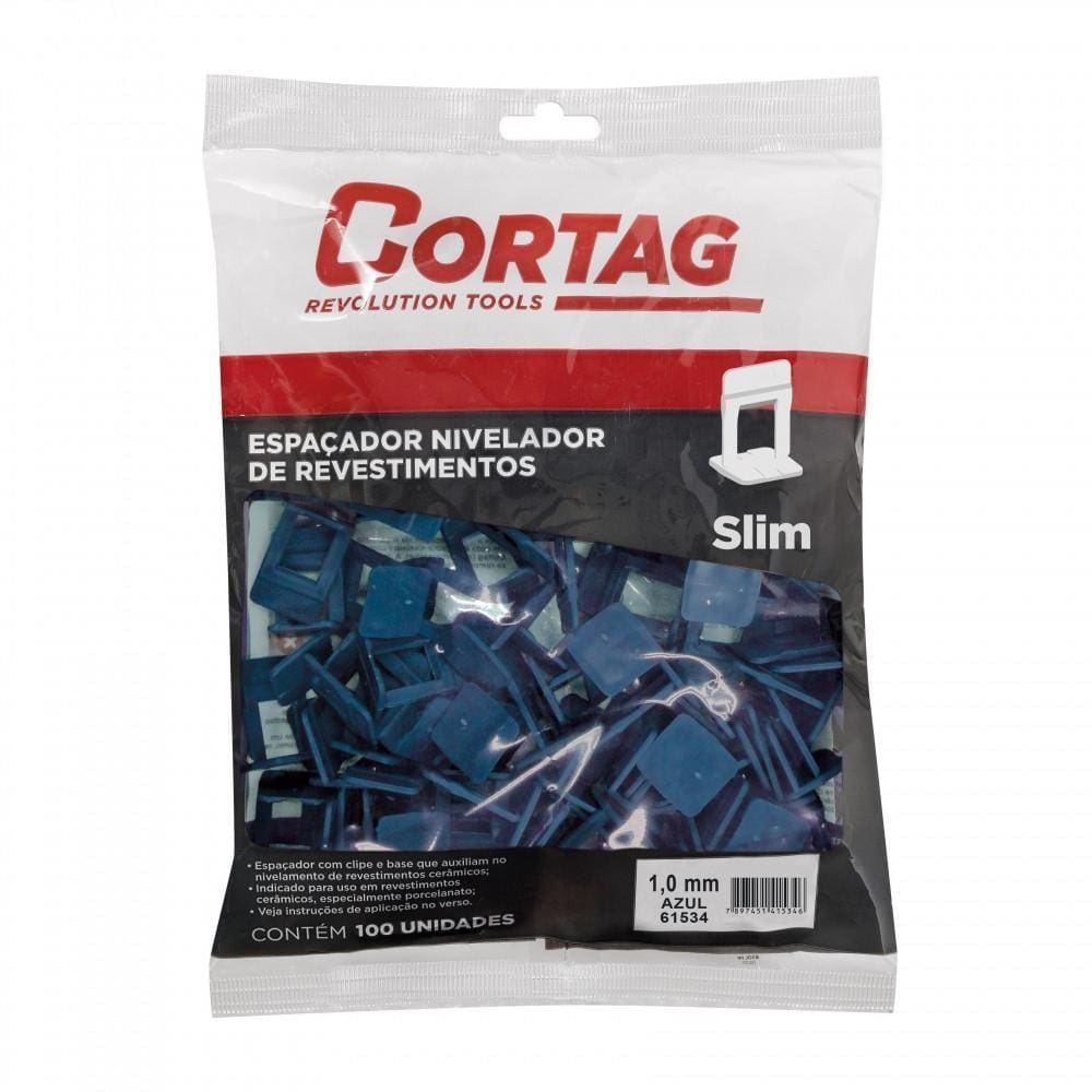 Espaçador Nivelador Slim 1,0mm Azul Cortag C/ 100 Peças