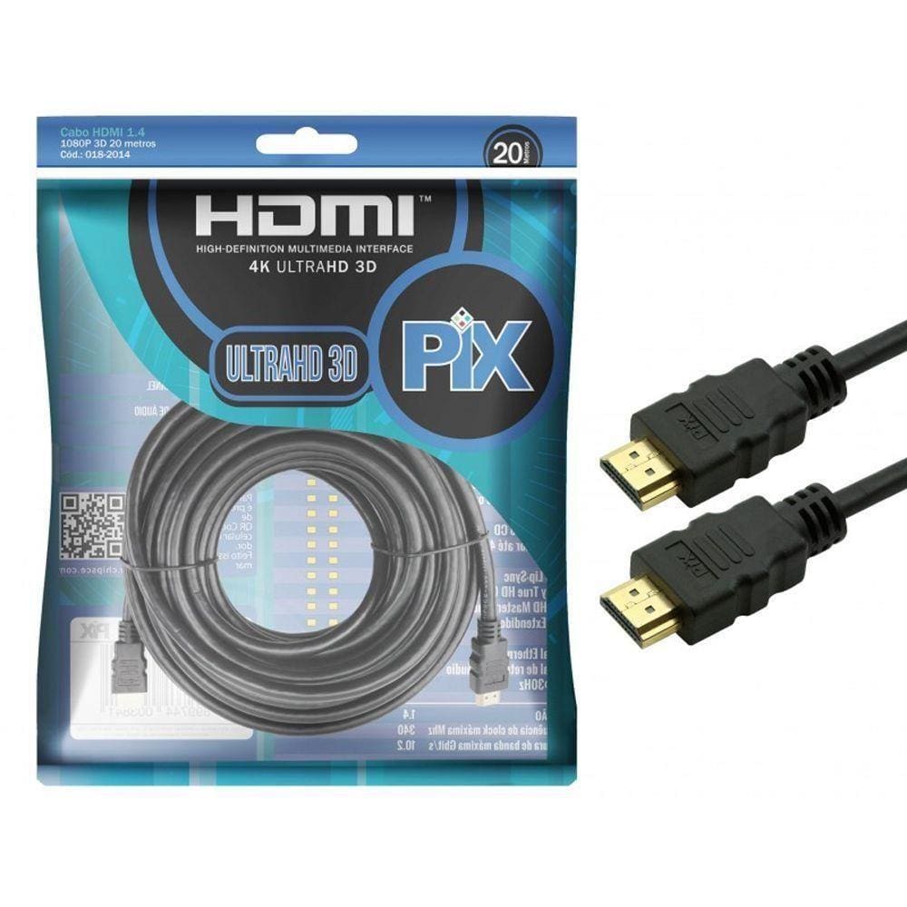 Cabo Hdmi PIX 20 metros 1.4 4k Ultra HD 15 Pinos 20m