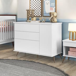 Cômoda Infantil 3 Gavetas 1 Porta Melinda Phoenix Baby Branco