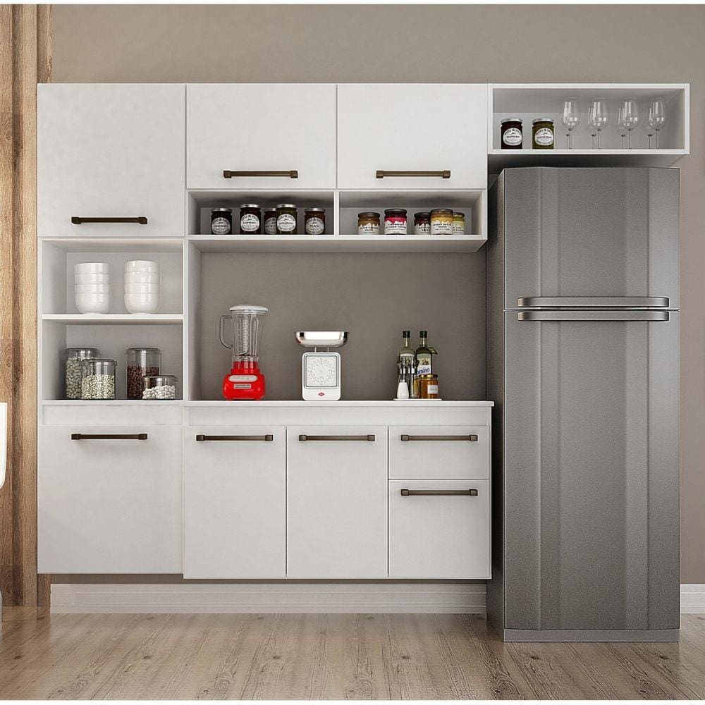 Cozinha Compacta Suspensa 6 Portas e 2 Gavetas Liz CHF Branco