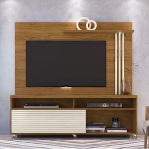 Rack com Painel para TV até 65 Polegadas 2 Portas Frizz Madetec Naturale/Off White