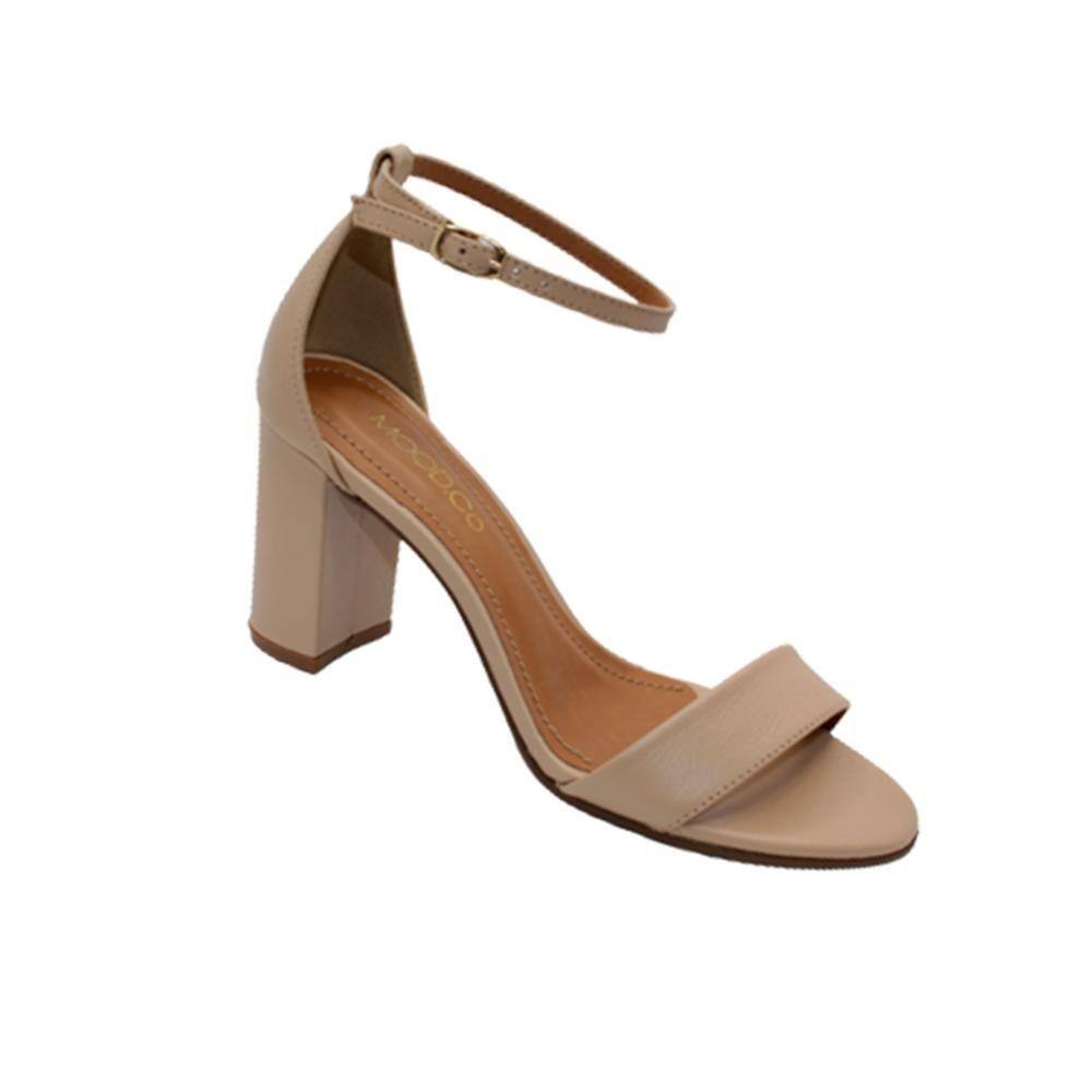 Sandalia nude salto grosso | Ponto