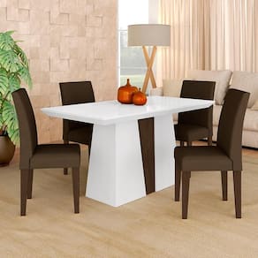 Mesa Com 4 Cadeiras Turim 1,36 Branco/imbuia/marrom - Móveis Arapongas