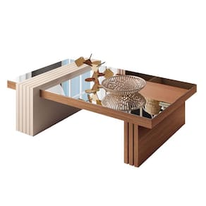 Mesa de Centro Luna Nature Off White com Espelho - HB Móveis