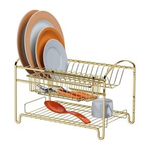 Escorredor Duplo De Louças Pratos Talheres Utensílios Dourado - 1522DD Future