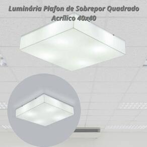 Luminária Plafon de Sobrepor Quadrado Acrílico 40x40