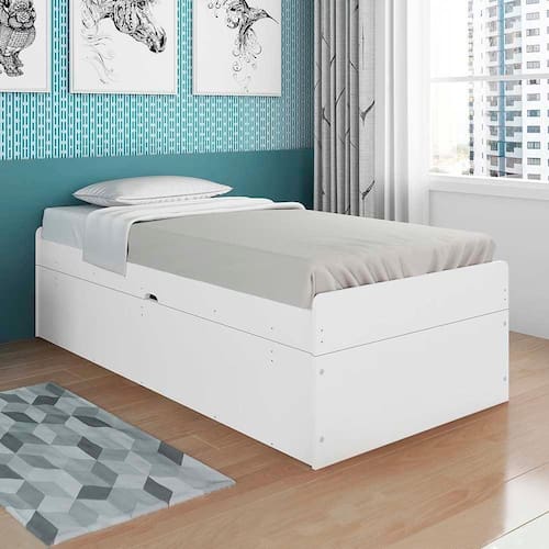 imagem-Cama De Solteiro Com Baú Camila Branco Framar