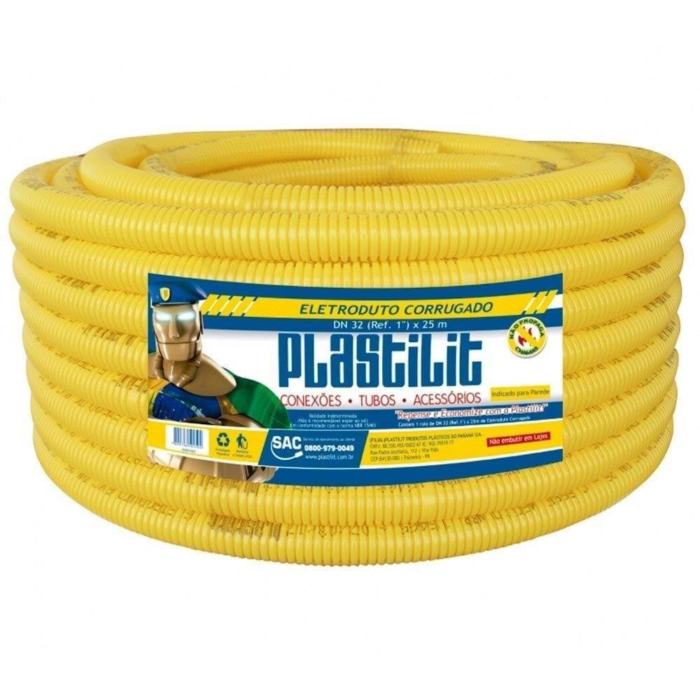 Eletroduto Plastilit PVC Flexível Corrugado 25mmx50m Amarelo