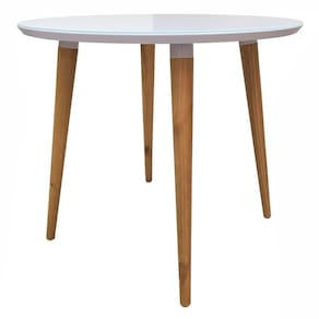 Mesa De Jantar Redonda 90cm 4 Lugares Tampo de Vidro Veneza C14 Branco - Mpozenato
