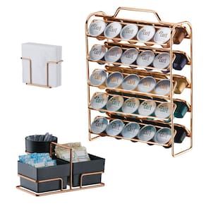 Kit Suporte 50 Cápsulas Nespresso + Porta Guardanapos + Suporte Sachês - 1147RG Rose Gold Future