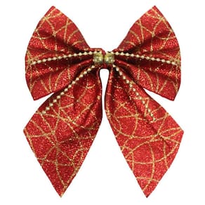 Kit 10 Peças Enfeite Árvore Natal Laço Lacinho Vermelho Brilhante 15,5cm