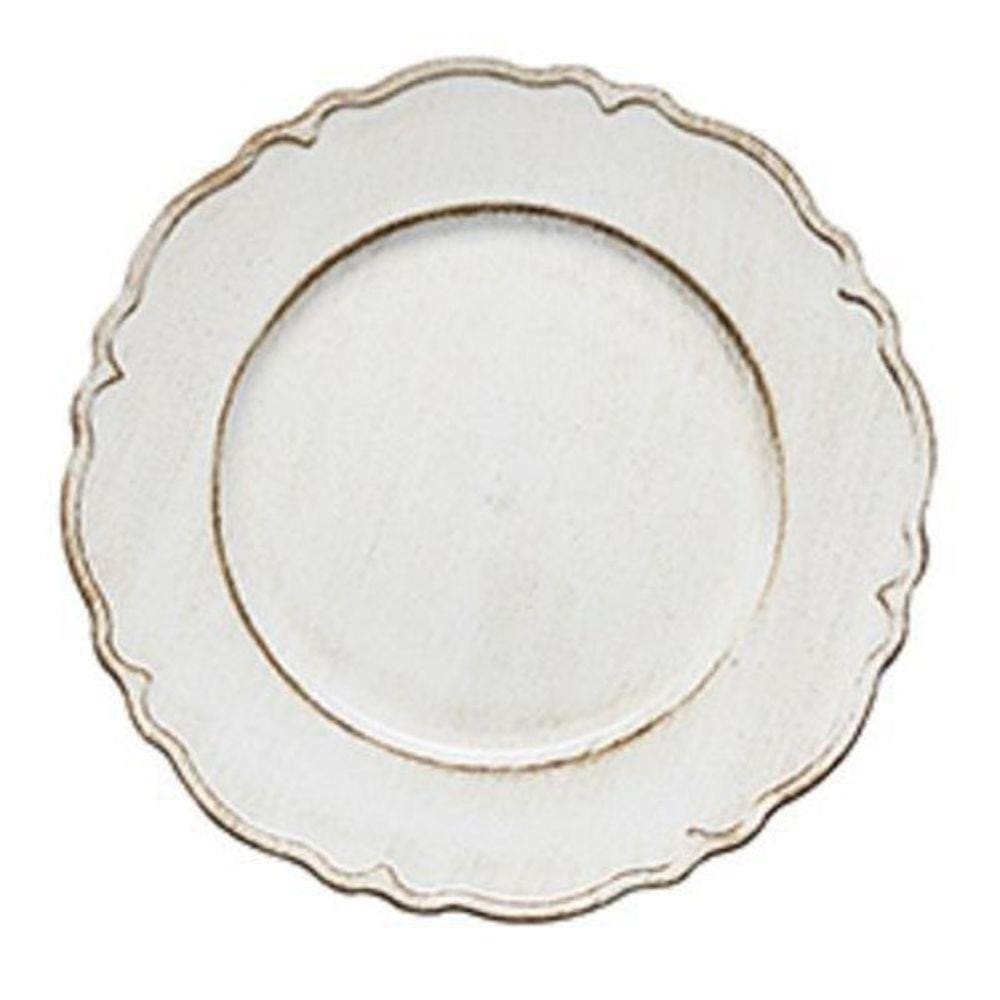 Sousplat Patinado De Plástico Moon Branco 25Cm