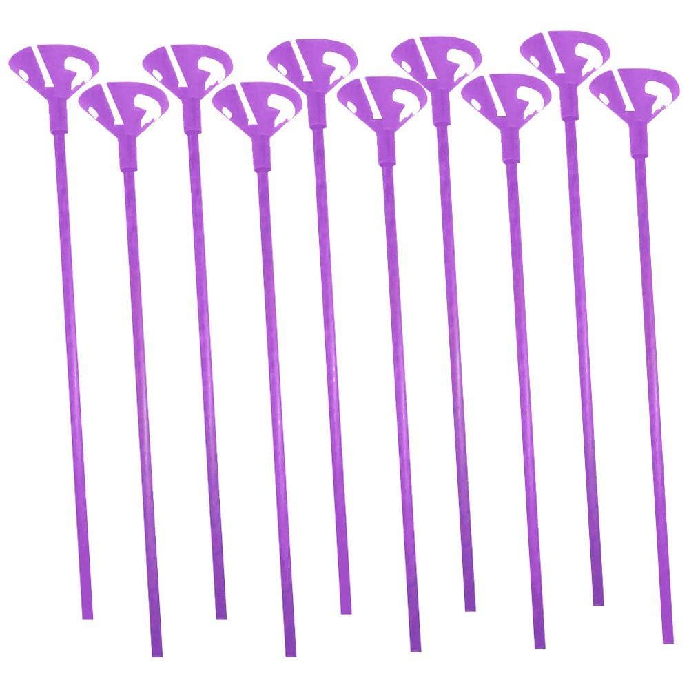 Vareta com Suporte para Balões 30cm Roxo Neon - 10 Unidades