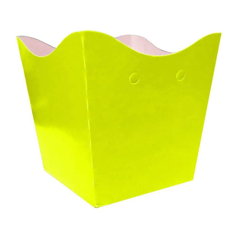 Cachepot de Papel Liso Amarelo Neon Pequeno - 10 Unidades