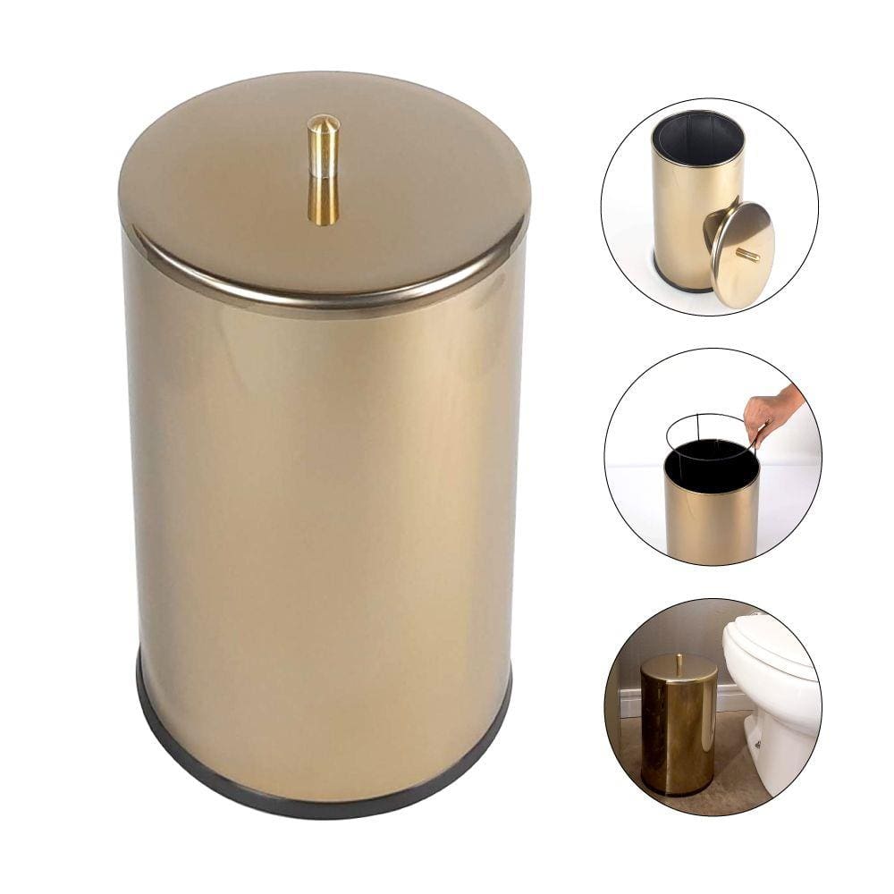 Lixeira 9,1 Litros Cesto Lixo Tampa Cozinha Banheiro Lavabo Escritório Dourado - 30091/P CP