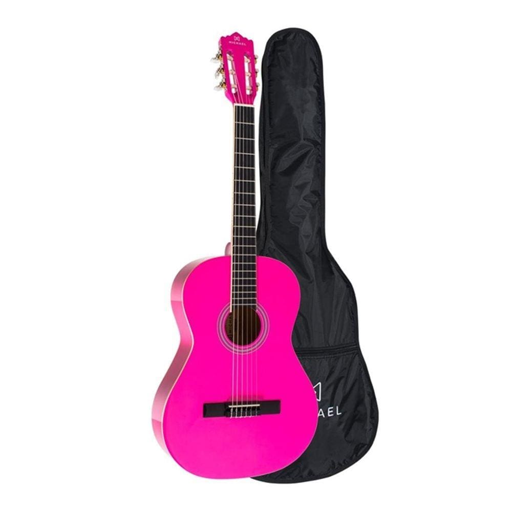 Violão Infantil MICHAEL Go Play VM13E (9 a 12 anos) 3/4 Pk - Cordas de Nylon - Rosa