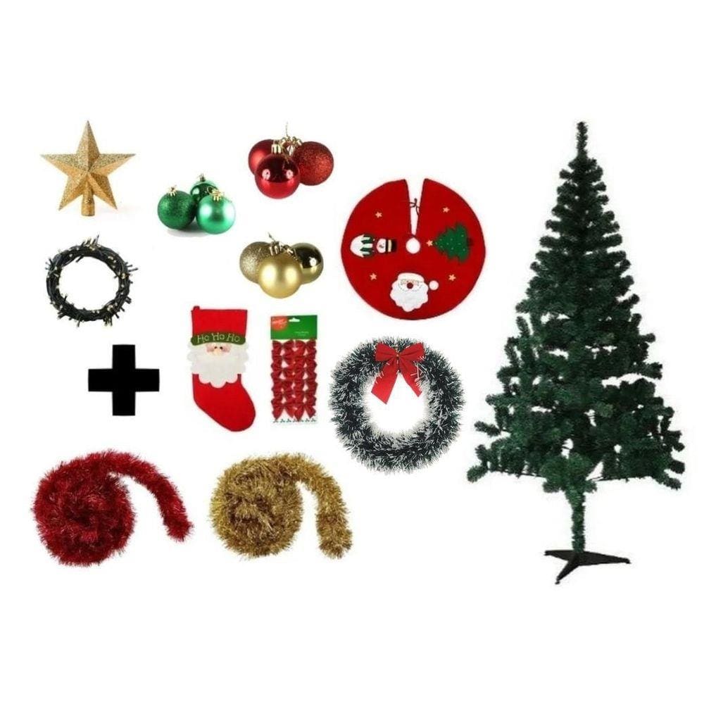 Árvore De Natal Decorada 2,10 Cm 450 Galhos Com 11 Itens
