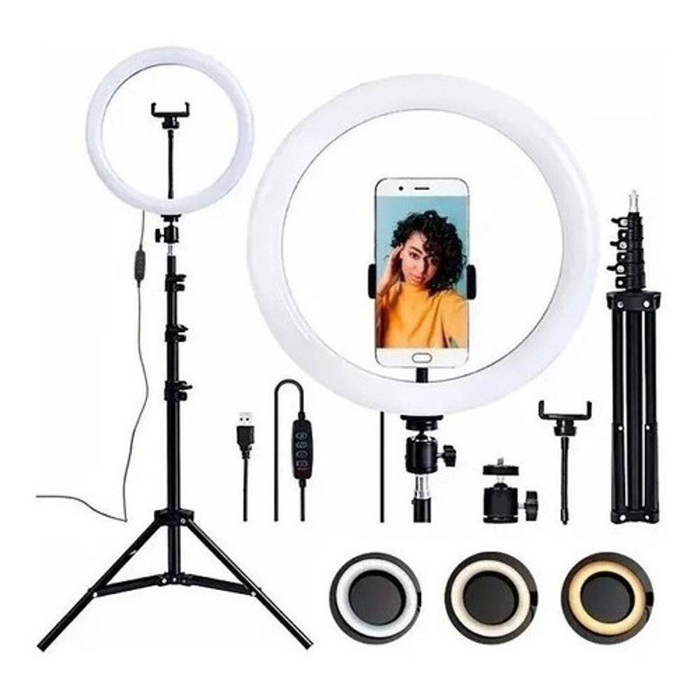 Ring Light Led 10 Pol 26 Cm Completo Tripé 210cm Ajustavel