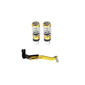 1 Par Pedaleira + 1 Pedal Dourado Esportiva Cg Titan Biz