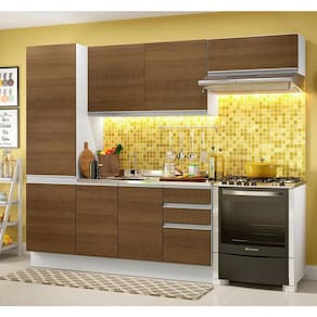 Armário de Cozinha Completa Madesa 100% MDF Acordes XA260002 Balcão (Sem Tampo e Pia) Branco/Rustic