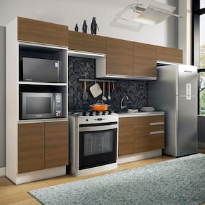 Armário de Cozinha Completa Madesa 100% MDF Acordes XA350001 Balcão (Sem Tampo e Pia) Branco/Rustic