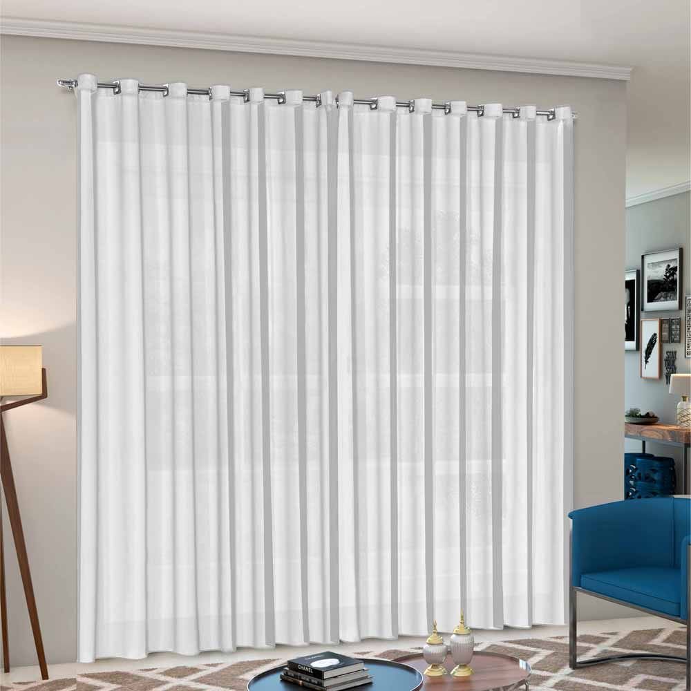Cortina Voil Priori Sala Quarto 4,00x2,80 Ilhós Cromado