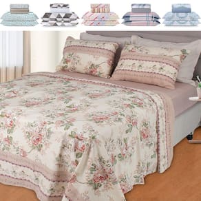 Jogo de Cama Lençol 4 Peças Queen Com Elástico Estampado 158x198x30cm - BF Colchões