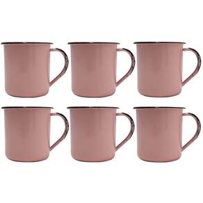 Jogo 6 Canecas Xícaras De 70ml Chá Café Esmaltadas Cozinha Rosa