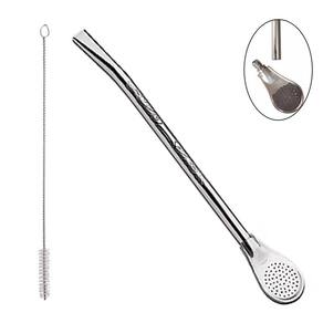 Bomba Chimarrão Mate Tererê 19cm Inox Desenhada Com Rosca Bojo Pera - 615 Taumer