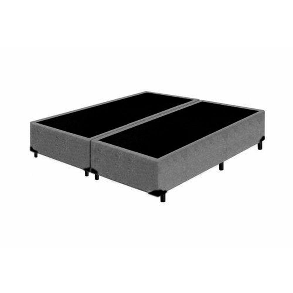 Cama Box Blindado Casal Bipartido NK Camas Suede Cinza 40x138x188